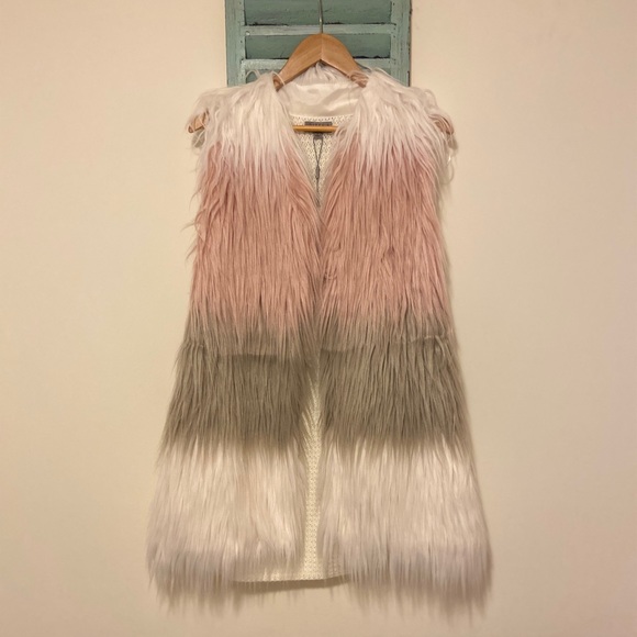 Joseph Allen Sweaters - Joseph A Faux Fur NWT sleeveless long cardigan S